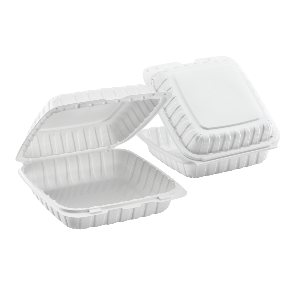 Large Clamshell Takeout Boxes - Karat 8''x8'' Hinged Containers